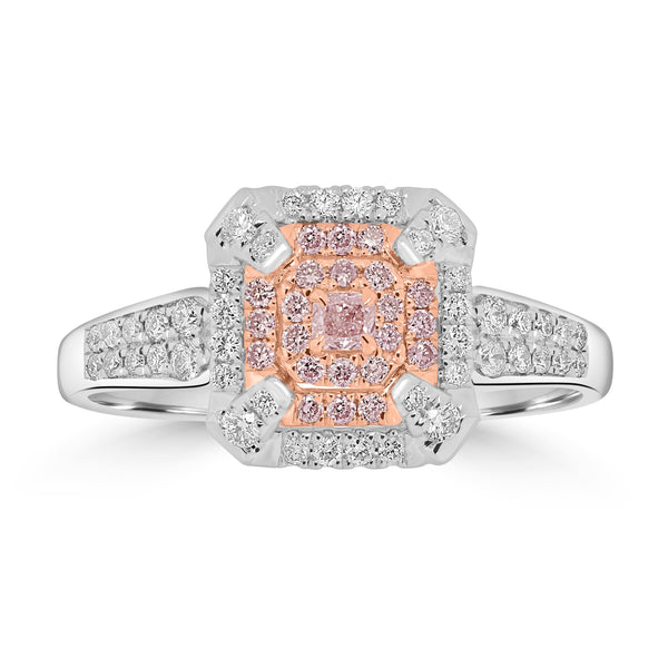 0.05ct Pink Diamond Rings with 0.4tct Diamond set in 18K Two Tone Gold