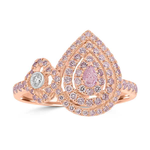 0.1ct Pink Diamond Rings with 0.61tct Diamond set in 18K Two Tone Gold