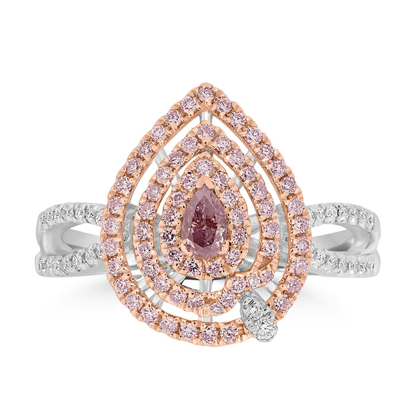 0.14ct Pink Diamond Rings with 0.47tct Diamond set in 18K Two Tone Gold