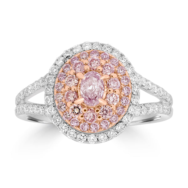 0.2ct Pink Diamond Rings with 0.86tct Diamond set in 18K Two Tone Gold