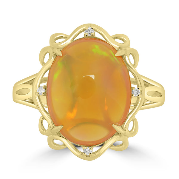 4.81ct Opal Rings with 0.026tct Diamond set in 14K Yellow Gold