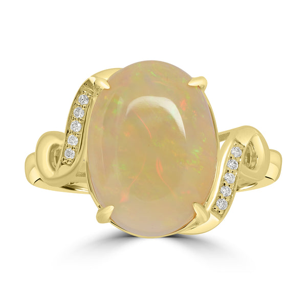 3.77ct Opal Rings with 0.036tct Diamond set in 14K Yellow Gold