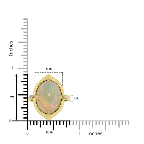 5.76ct Opal Rings with 0.025tct Diamond set in 14K Yellow Gold