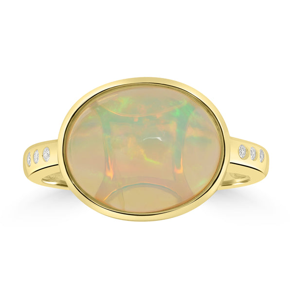 3.32ct Opal Rings with 0.042tct Diamond set in 14K Yellow Gold