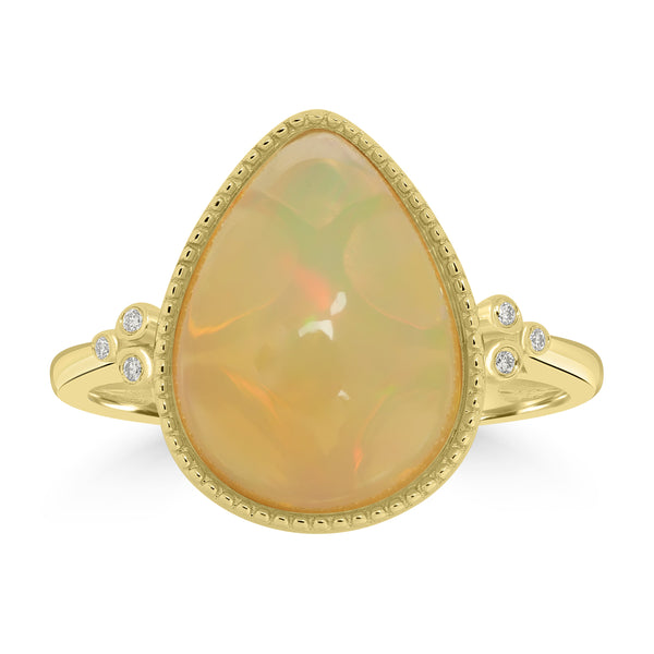 3.59ct Opal Rings with 0.02tct Diamond set in 14K Yellow Gold