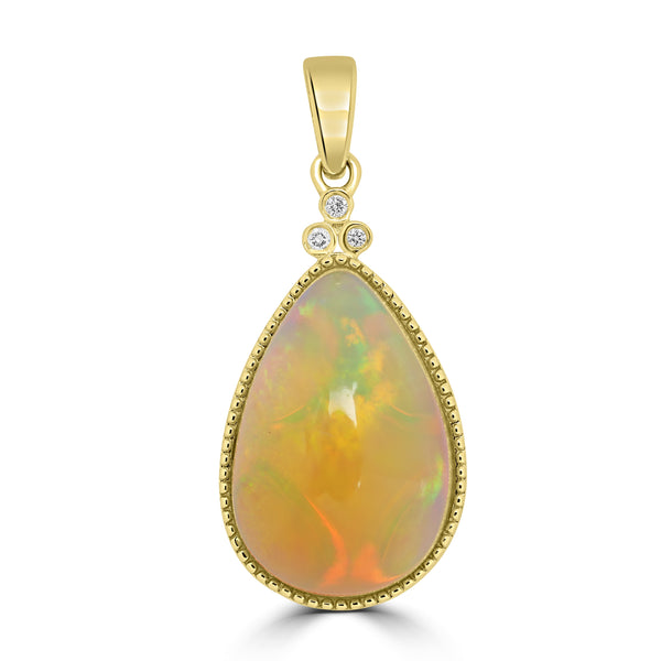 5.32ct Opal Pendants with 0.018tct Diamond set in 14K Yellow Gold