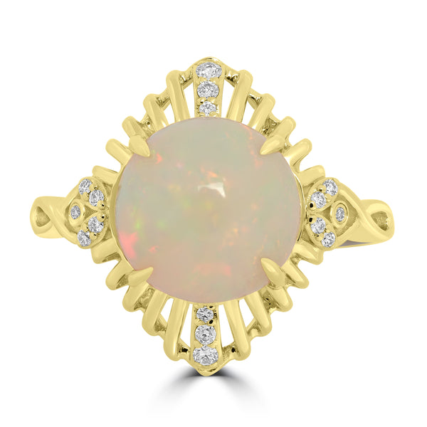 3.28ct Opal Rings with 0.072tct Diamond set in 14K Yellow Gold
