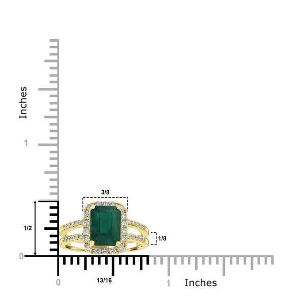 2.67ct   Emerald Rings with 0.4tct Diamond set in 14K Yellow Gold