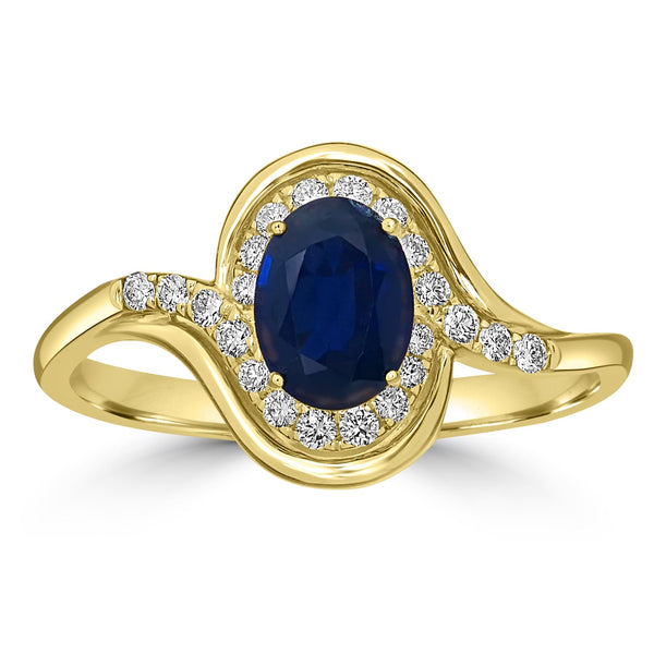 0.93ct Sapphire Rings with 0.19tct Diamond set in 18K Yellow Gold
