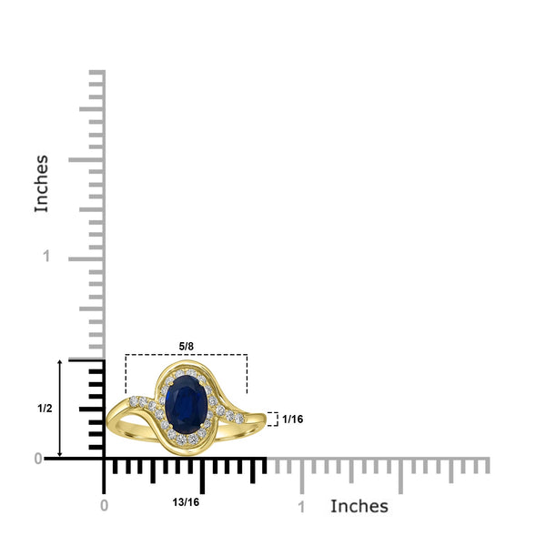 0.93ct Sapphire Rings with 0.19tct Diamond set in 18K Yellow Gold