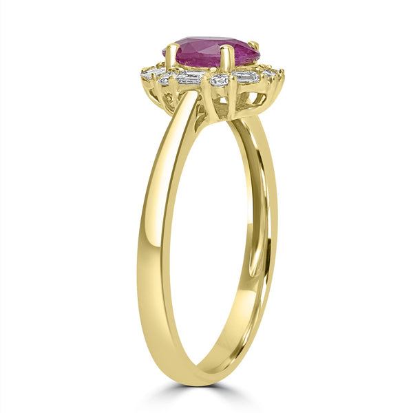 0.92ct Ruby Rings with 0.26tct Diamond set in 14K Yellow Gold