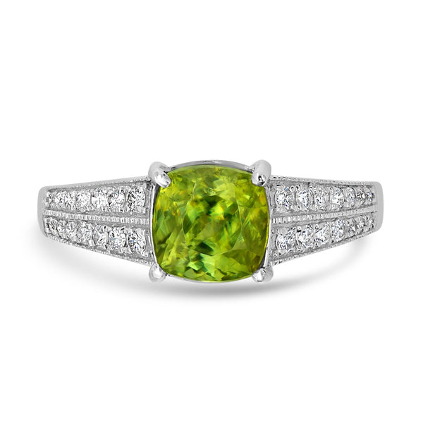 1.76ct Sphene Ring with 0.25tct Diamonds set in 14K White Gold