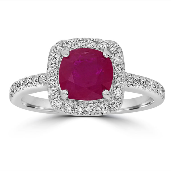 1.71ct  Ruby Rings with 0.33tct Diamond set in 14K White Gold