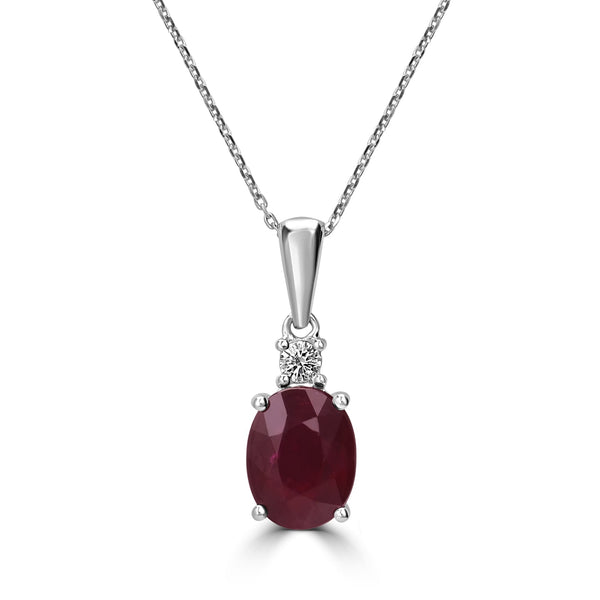1.35ct   Ruby Pendants with 0.05tct Diamond set in 14K White Gold