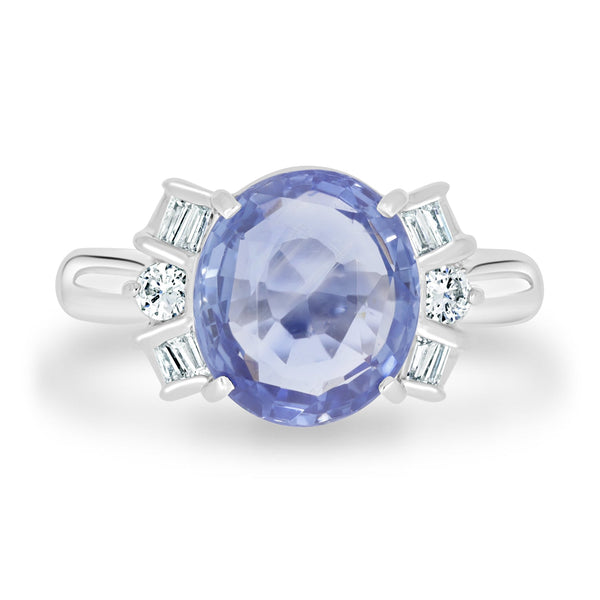 4.59ct Blue Sapphire Ring with 0.26tct Diamonds set in Platinum