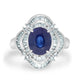 3.01ct Blue Sapphire Ring with 0.65tct Diamonds set in 900 Platinum