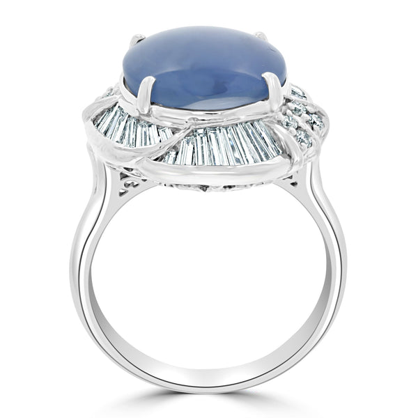 10.6ct Star Sapphire Ring with 0.95tct Diamonds set in Platinum