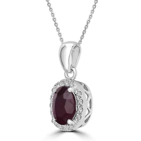 1.54ct   Ruby Pendants with 0.09tct Diamond set in 14K White Gold