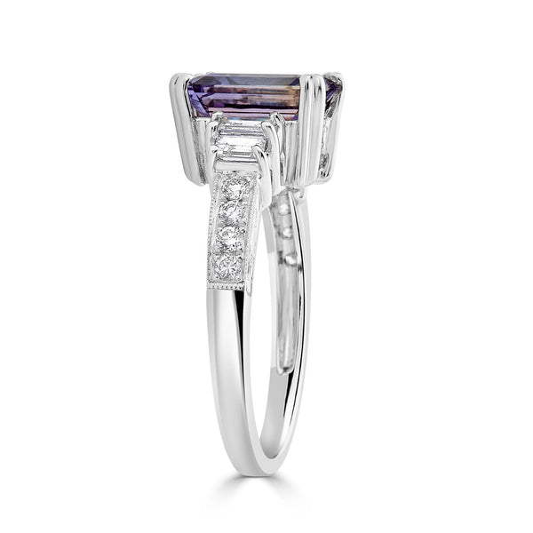 2.54Ct Golden Tanzanite Rings With 0.52Tct Diamonds Set In 18Kt White Gold