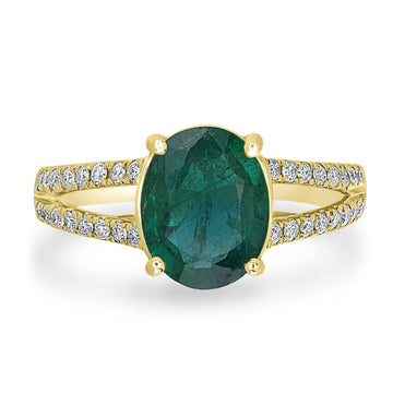 1.92ct   Emerald Rings with 0.31tct Diamond set in 14K Yellow Gold